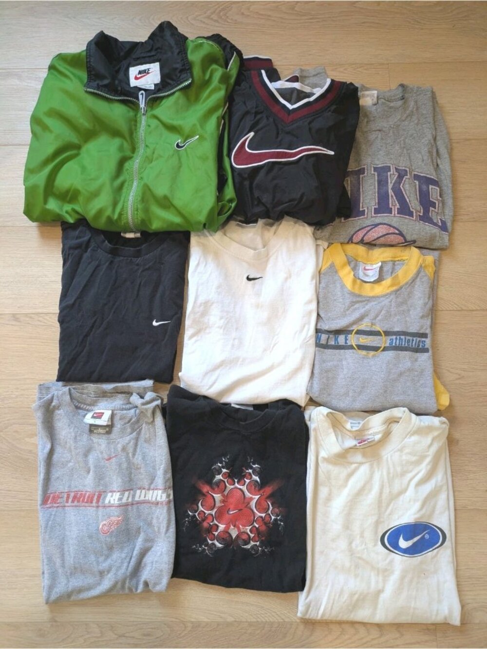 Vintage 90s Nike Lot 9pc Mostly USA Canada L Windbreaker T Shirts Center Swoosh